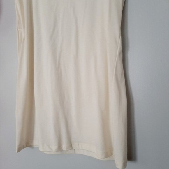THREADLESS - NWOT 100% Cotton Scoop Neck Cap Sleeve T-Shirt Light Top Ivory Sz M - Picture 12 of 16